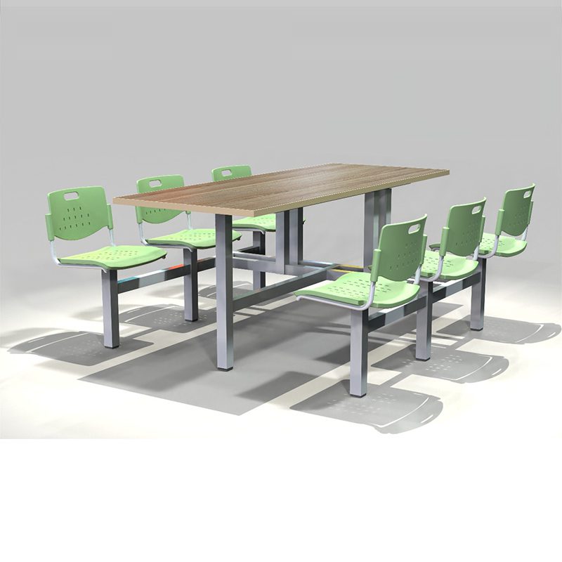 Banca fast food industrial fija con estructura metálica, ideal para comedores industriales