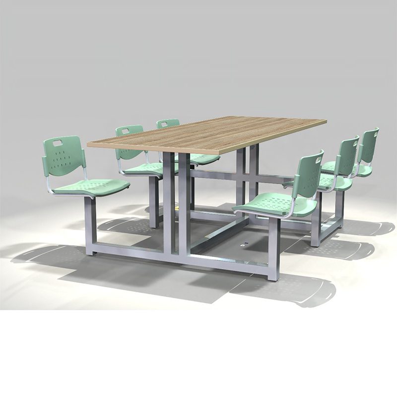 Banca fast food rectangular fija con estructura metálica, ideal para comedores industriales