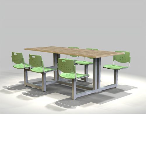 Banca fast food rectangular fija con estructura metálica, ideal para comedores industriales