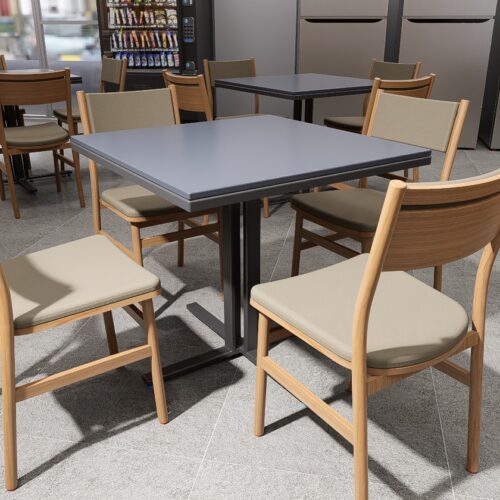 Comedor institucional completo con mesas y sillas resistentes, ideal para escuelas, empresas, hospitales y comedores industriales.