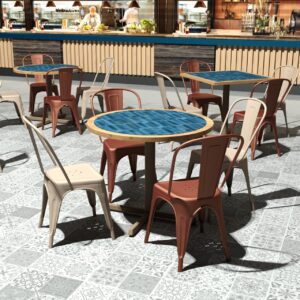 Silla de metal 6 Silla de metal duradera fabricada en México, ideal para restaurantes, comedores industriales y cafeterías, disponible en varios colores.