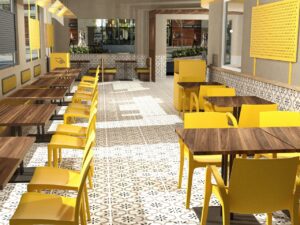 Silla famosa ergonómica y resistente, ideal para restaurantes, comedores industriales y espacios públicos.