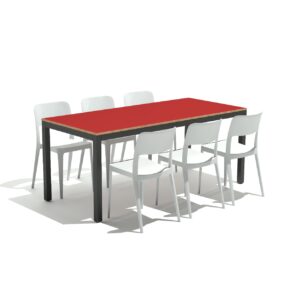 Silla popular de plástico resistente, apilable y económica, ideal para comedores industriales, restaurantes y uso diario.